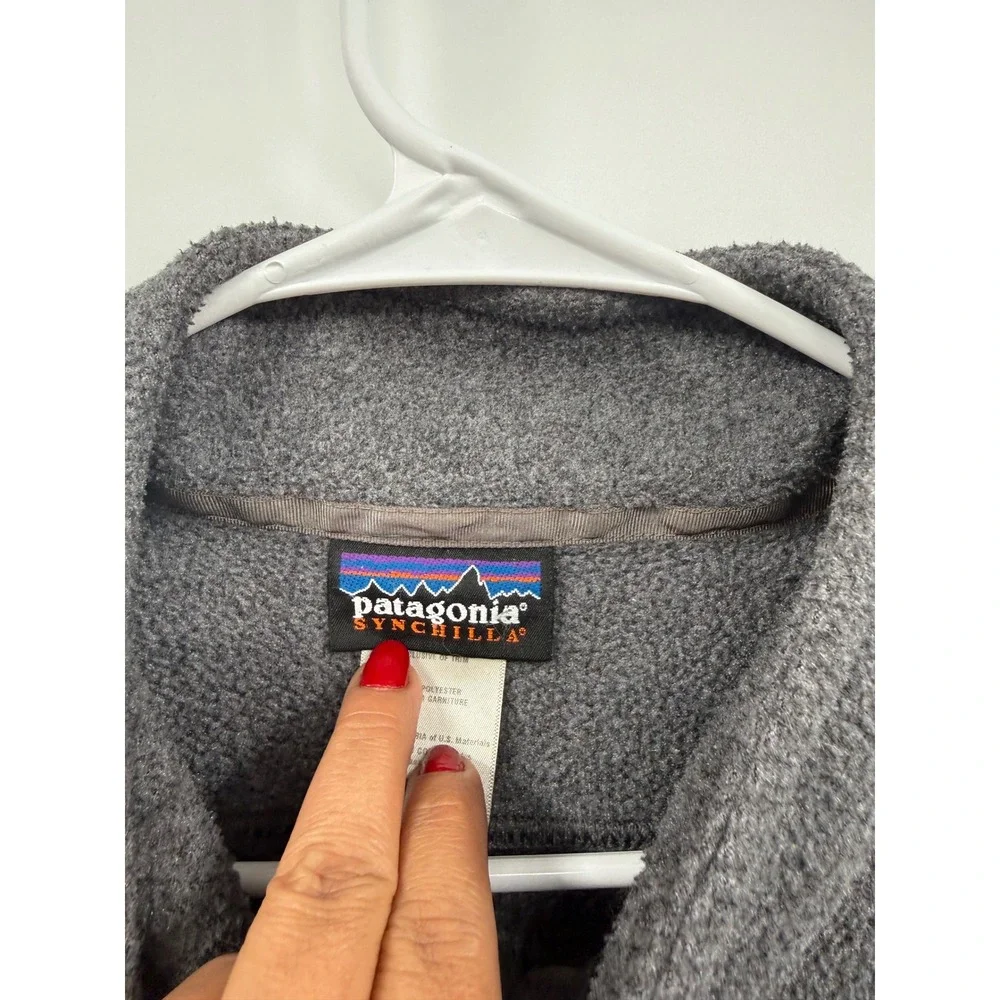 Patagonia Large Synchilla Fleece Jacket Mens Grey Full Zip Mock Neck Outdoor